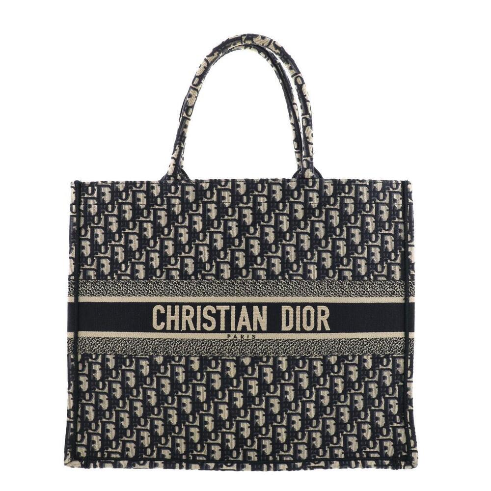 Christian Dior Oblique Book Tote blue multicolor embroidered monogram